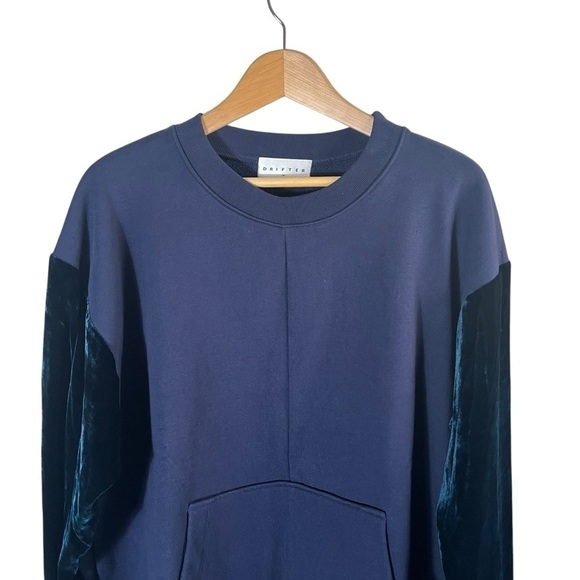DRIFTER Galeras Navy Velvet Sleeve Crewneck Pullover Sweatshirt - Picture 5 of 10